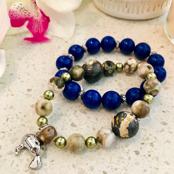 Blue and jasper bracelets - Picture 1 of 4